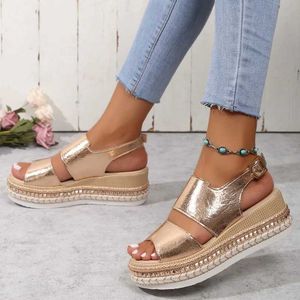 Sandals New Platform Womens Shoes 2023 Summer New Peep Toe Wedge Womens Shoes Outdoor Cannabis Light Casual Womens Shoes Zapatos J240224