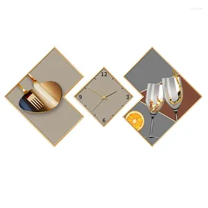 Wall Clocks TUDA Living Room Decoration Stylish Atmosphere Silent Clock Restaurant Modern Creative Rhombus Crystal Porcelain Painting