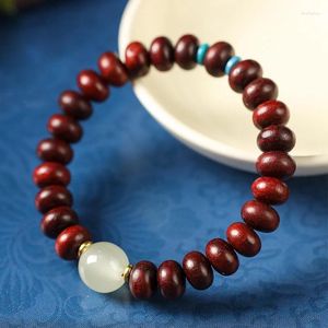 Strand Sandalwood Hand String Red Light Abacus Beads Night Bright Pearl Pastoral China-Chic Par Armband