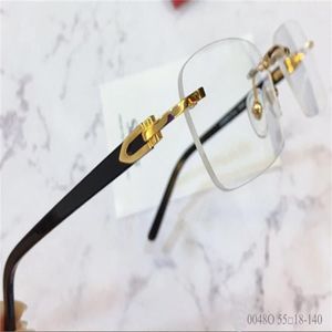 Moda całe okulary bezramkowe kwadratowe okulary optyczne moda elegancka klasyczna prosta w stylu biznesowym przezroczysty obiektyw 0048312v