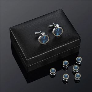 Wedding Man manschettlänk Set Luxury Man Shirt Manschettknappar Vintage Blue Cufflink Shirts Studs -knapp och manschettknappar för Mens Tie Clips 240219