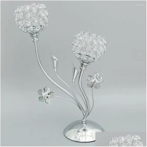 Candle Holders Long Stand Glass Tealight Holder Candlestick Candelabra Bowl Drop Delivery Home Garden Dh1Y5