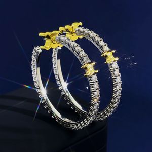 Celi marka klasyczne luksusowe designerskie kolczyki 18k złoty kolczyk moda duże koło kobiety srebrne lśnienie kryształowy bling kolczyki pierścionki ucha biżuteria imprezowa biżuteria