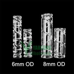 8mmOD Quartz Bead Spiral Engraved Hollow Terp Pillar 20mm 30mm Length Banger Insert for Terp Slurper Control Tower Blender Bangers YAREONE Wholesale