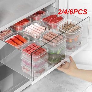 Storage Bottles 2/4/6PCS Refrigerator Freezer Organizers Compartment Large Capacity With Lid Transparent Fresh Food Container