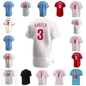 3 Harper Jersey Kyle Schwarber Trea Turner J. T. Realmuto Alec Bohm Bryson Stott Rhys Hoskins Aaron Nola Brandon Marsh Zack Wheeler Mike Schmidt Baseball Jerseys