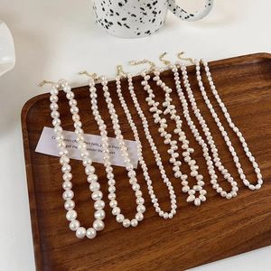Minar Delicate Multiple Nature Freshwater Pearl Pendant Necklace for Women Irregular Pearls Beads Choker Necklaces Daily Jewelry 240220