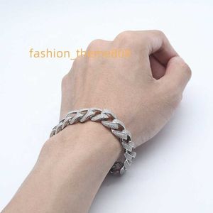 Tillverkad i Italien Silver 925 tjocka kubanska armband Men Zirconia Cuban 925 Sterling Silver