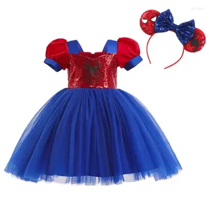 Girl Dresses Halloween Costume For Baby TUTU Lace Dress Festive Kid Bow Sequins Party Princess Frock Headband Child Tunic Cloth