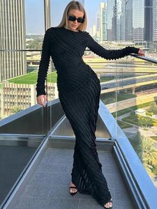 Casual Dresses Elegant Bodycon Maxi Dress Round Neck Long Sleeve Women's Autumn Sexig Club Party Evening For Women 2024