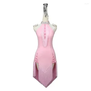 Sahne Giyim Latin Dance Fringe Dress Seks Kadın Rekabet Balo Kostüm Balo Salonu Uygulaması Bodycon Kız Çizgisi Etek Performans Cha