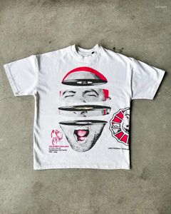 남성 T 셔츠 American Retro Street Portrait 인쇄 짧은 슬리브 티셔츠 남자 Y2K Goth Harajuku 패션 커플 캐주얼 느슨한 대형 탑