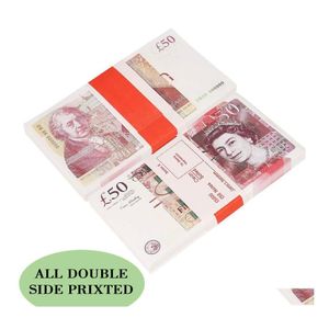 Giochi di novità Giochi di novità Carta da gioco Stampata Soldi Giocattoli Sterline britanniche Gbp Britannici 50 Prop commemorativo Giocattolo per bambini Regali di Natale o Dhkct