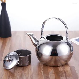 Vattenflaskor Portable Te Kettle With Siler Gas Spise Cooked Rostfritt stål Tekanna som visslar stor kapacitet Teakettle