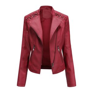 Wiosenna jesień sztuczna skórzana kurtka dla kobiet w modzie moto motocyklisty krótkie płaszcze kobiety luksusowe odzieżowe odzież zewnętrzna 240220