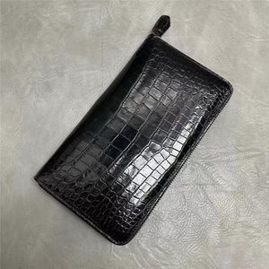 Authentic Real Crocodile Belly Skin Businessmen Card Holders Long Wallet Genuine Alligator Leather Male Large Phone Clutch Purse329Y