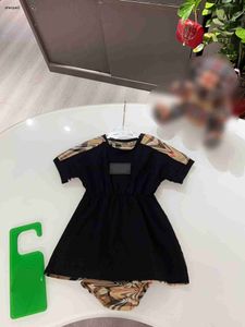 Luxury newborn jumpsuits summer infant bodysuit Size 80-120 Splicing design Short sleeved dress and underpants 24Feb20