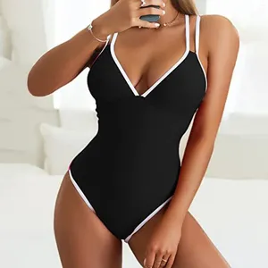 Damen Bademode Damen V-Ausschnitt Tanga Bikini Monokini Badeanzug Badebekleidung Sexy Yoga Shorts Herren Schwimmen Weiß