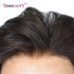 100% Human Hair Men Toupee Natural Hairline Full Skin Pu Base Durable Thin 0.1mm Male Wigs Replacement Unit Capillary Prosthesis 240222