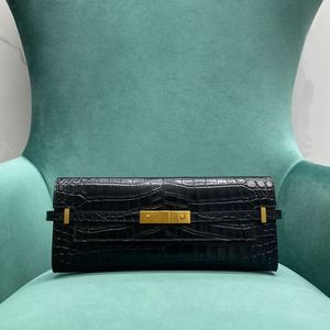 Pochette Manhattan di qualità specchio 10A Borsa a tracolla da donna di design di lusso con motivo coccodrillo in pelle di vitello nera Hardware dorato