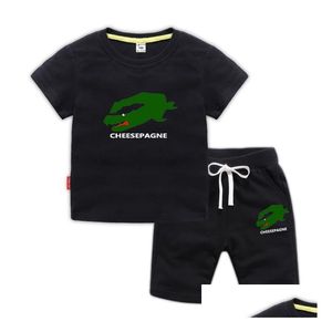 Set di abbigliamento Bambini Ragazzo Ragazza Marca Animal Print Abbigliamento 100% cotone Maglie da tennis per bambini Maglietta a maniche corte Top e pantaloncini 2 pezzi Tr Dht6E