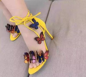 Tasarımcı Kadınlar Yaz Süet Kelebek Yüksek Topuk Ayakkabı Çapraz Bağlı Sandalet Stiletto Topuklar 8/10/12 CM Slip-On Moda Akşam Partisi Ayakkabıları