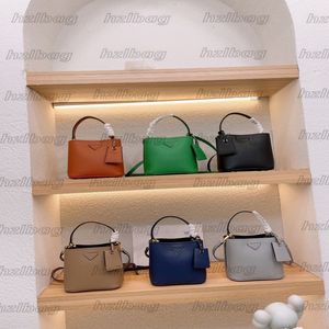 Saffiano Nappa Leather Cuir Panier Double Bucket Bag Designer Designer-Logo حقيبة يد للسيدات Logo Plaque Tote174o