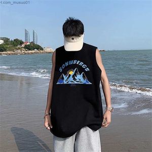 Herrtankstoppar män kausala ärmlösa skjortor tryck Vest Fashion Graphic Tank Tops 2023 Summer Loased Cotton Tee Underhirt Beach Vests for Manl2402