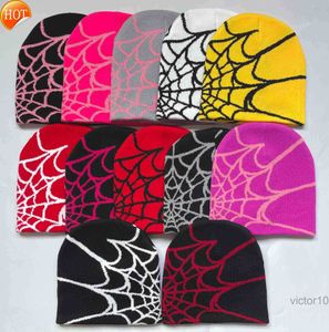 구슬 모자 뜨개질 비니 모자 남녀 여성 가을 ​​겨울 따뜻한 패션 야외 거미 웹 모자 모자