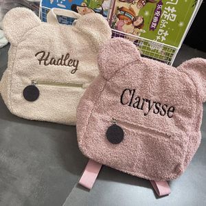 Backpack Custom Name Women's Plush Bear Autumn Winter Cute Little Ear Personalized Girls' Outdoor