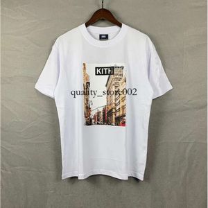 Camisetas masculinas da marca High Street Tide KITH Street View impressas de manga curta ROSE Omoroccan Tile para homens e mulheres Camisetas de algodão 800