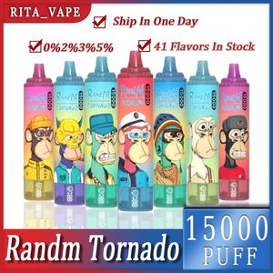 Original RandM Tornado 15000 15K Puffs 850mAh Type-C Charging 25ml Prefilled Pod With Battery Display 41 flavours 0%2%3%5% Air-Flow Control Better Use Experience