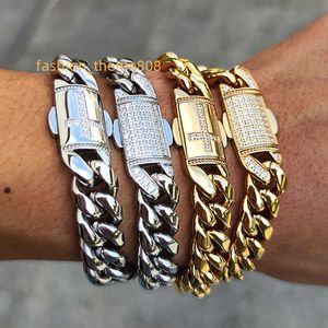 Hiphopkedja Mens guldarmband 18K guldpläterad kedja Miami rostfritt stål kubanska armband
