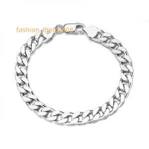 RINNTIN SB106 Gioielli Hiphop Bracciale in argento sterling 925 grosso con catene a maglie cubane Miami