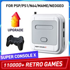 Consoles retro console de jogos super console x com 110000 jogos retro para psp/ps1/dc/mame multiplayer arcade game console máximo para 256g