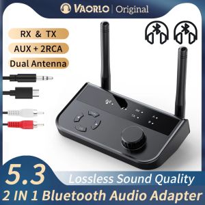 Speakers Multipoint Bluetooth 5.3 Audio Transmitter Receiver 3.5mm AUX 2 RCA Stereo Music Wireless Adapter For Car TV PC Home Speaker