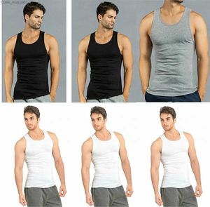 Regatas masculinas 3/6 pacote masculino 100% algodão com nervuras a-shirts undershirts esposa batedor novo regatasl2402