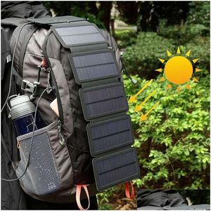 Camp Kitchen Folding Outdoor Solar Panel Ladegerät Tragbare 5V 21A USB-Ausgangsgeräte Wanderrucksack Reisenetzteil für 231123 Dr Dhgqj