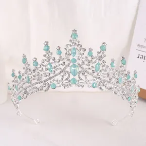 Hårklipp barock prinsessa drottning opal kristall brud tiaras krönar lyx elegant huvudbonad diadem bröllopsklänning smycken tillbehör