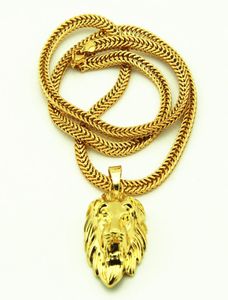 Jrl colar com pingente de cabeça de leão grande, animal king videira 18k banhado a ouro corrente hiphop para homens/mulheres corrente de joias kka35076656106