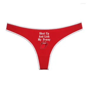 Women's Panties Sexy Lips Red Cotton Underwear Letters Print Thong Female Lingerie Soft Seamless Invisible Breathable Sport Underpant