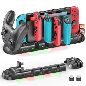 Switch Joycon Şarj Şartı için Şarj Cihazları OLED Denetleyiciler Hızlı Şarj Anahtarı Pro Denetleyici Dock İstasyonu Nintendo için 8 Oyun Yuvaları