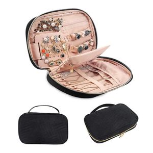 LJL-Jewelry Travel Organizer Resande smyckeväska Fall för örhänge Halsband Ringar Titta på armband utgör väskor 2-i-1 COSM2930