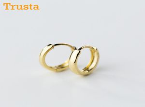 Trusta 925 Sterling Silver Hoop Geometric 9mm Ear Cuff Clip Earrings Fashion Piercing Fashion Earings Jewelry DS6076016206