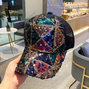 Ball Caps Hut Weibliche Sommer Mode Pailletten Baseball Kappe Snapback Knochen Mädchen Schattierung Sonnencreme Mesh Großhandel