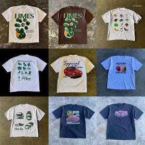 남자 T 셔츠 거리 여름 티셔츠 사과 소스 인쇄 펑크 대형 의류 고딕 kawaii 상단 짧은 슬리브 y2k 한국 패션