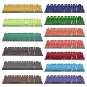 Pbt keycaps oem pudim 108 teclas rgb chave translúcida de duas cores para gh60 gk61 sk61 64 87 104 108 teclado 240221