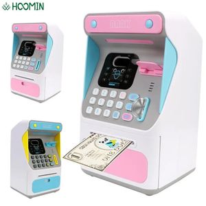 Para Kutuları ATM Makine Nakit Kutusu Hediyesi Çocuklar İçin Elektronik Piggy Bank Simüle Yüz Tanıma Otomatik Kaydırma Kağıt Banknot 240222