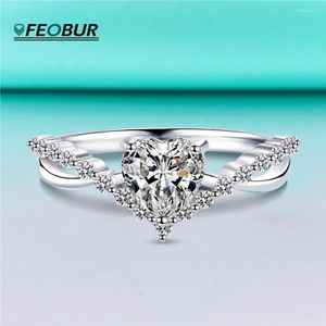 Cluster Rings 1ct Heart Shape Moissanite Engagement For Women 925 Sterling Silver Promise Wedding Band Bridal Jewelry With GRA