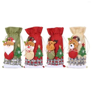 Storage Bags Christmas Bottle Gift Pattern Decorations Cover For Dinner Home